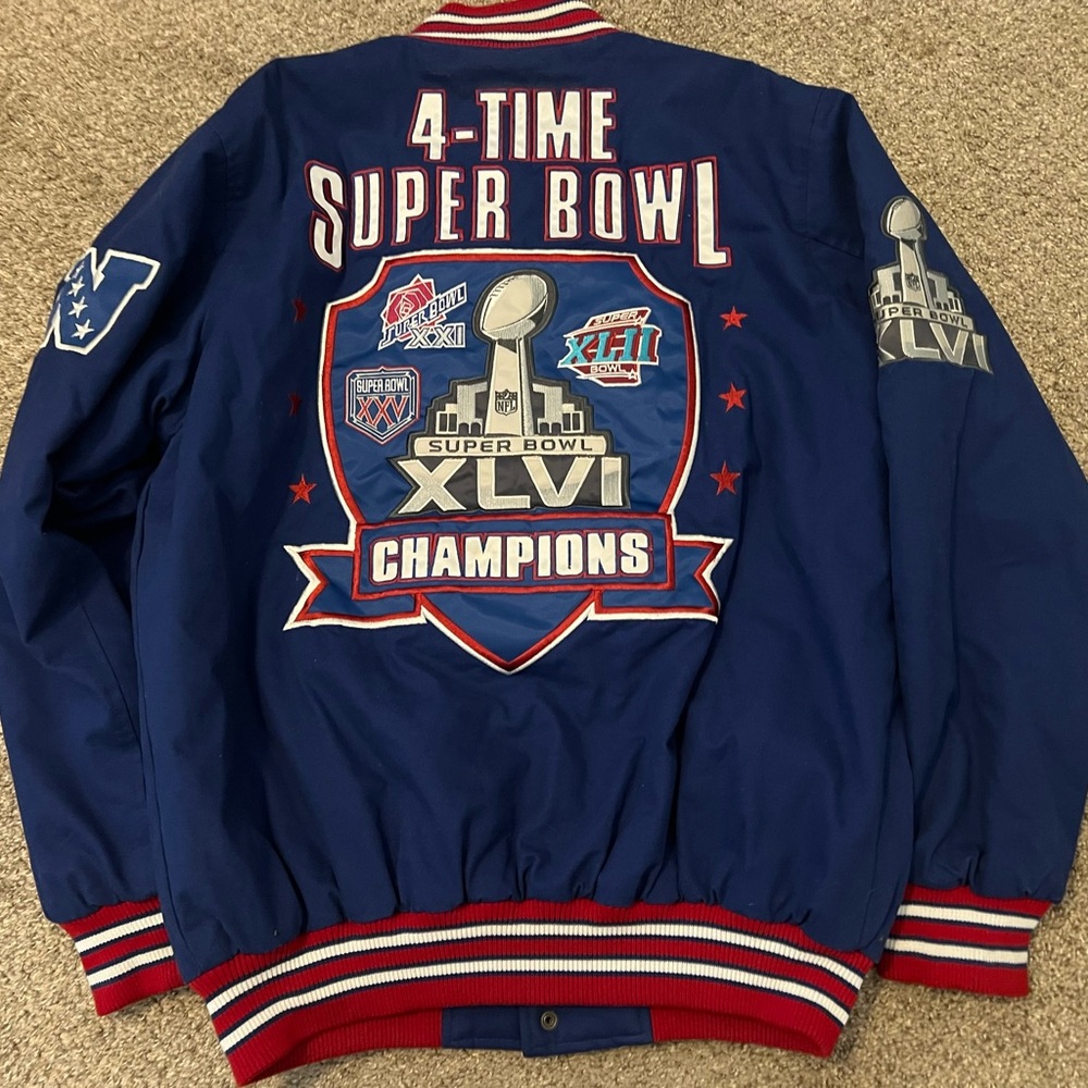 New York Giants NFL Jacket- NY 4-Time Superbowl Champions - Varsity Size L